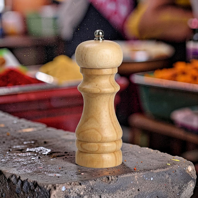swaroopa Premium Wooden Pepper Mill Manual Grinder Adjustable Refillable Spice Wooden Traditional Pepper Mill(Beige, Pack of 1)