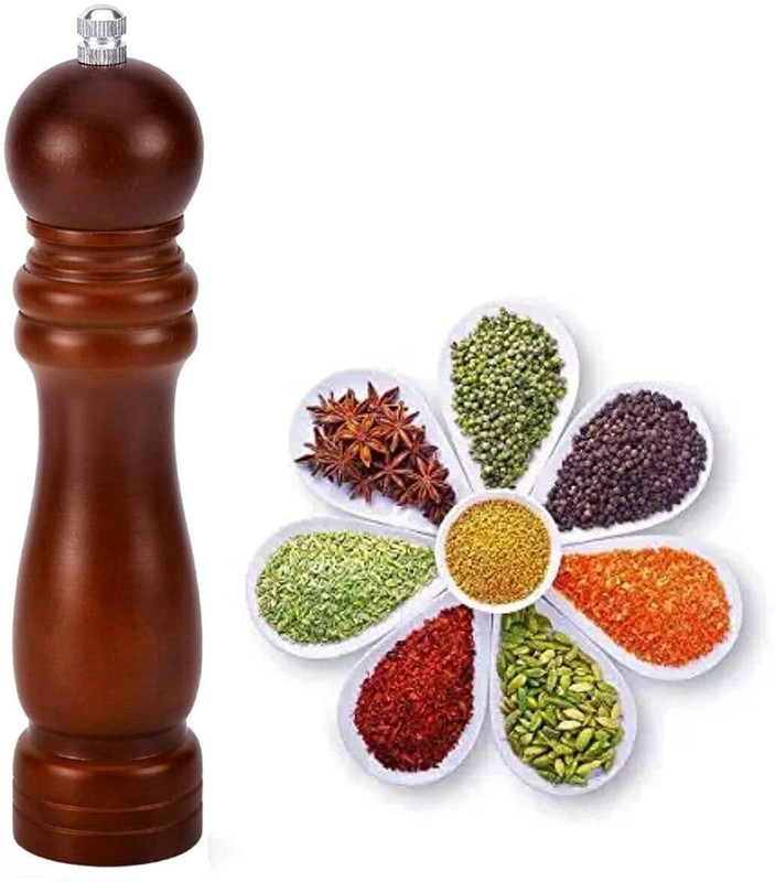 SARKAR Wooden Salt & Pepper Shakers Wooden Squeeze Mill(Brown, Pack of 1)
