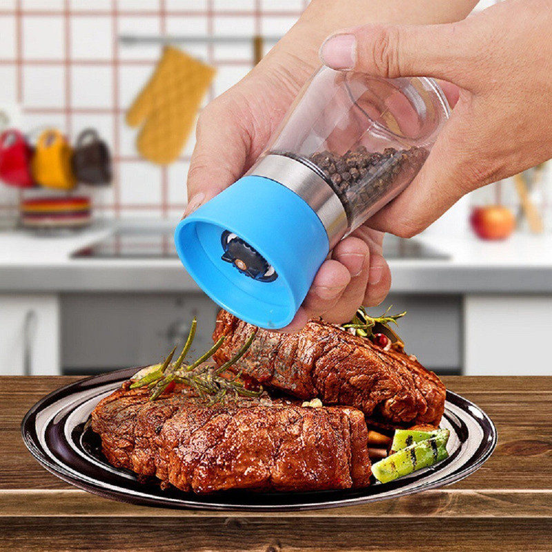 Rossella Manual Adjustable coarseness spice salt and mill pepper grinder shakers crusher Glass Squeeze Mill(Multicolor, Pack of 1)