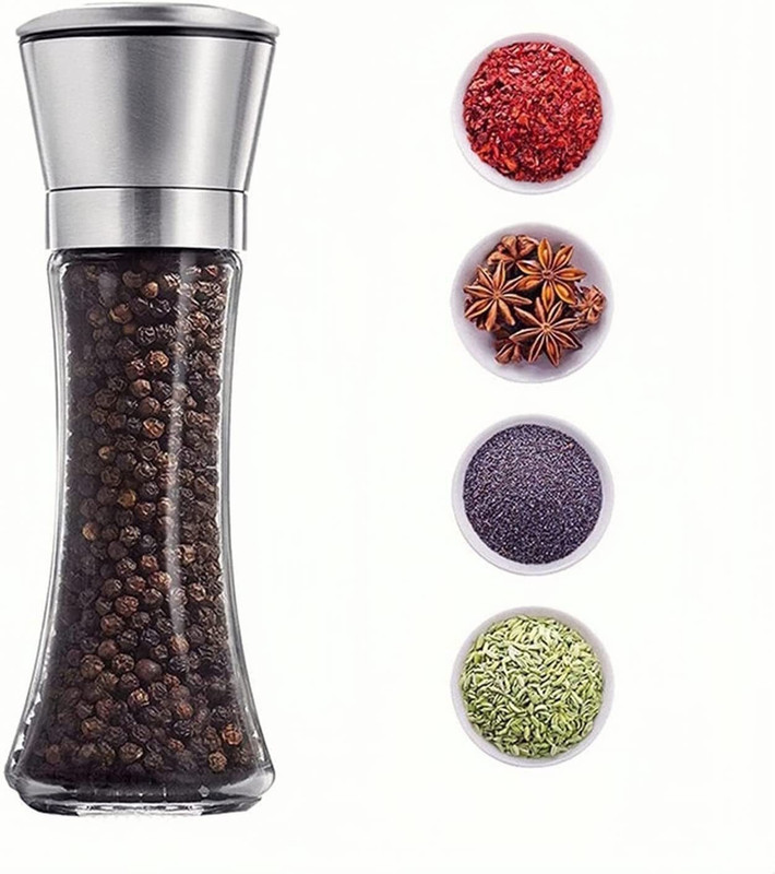 daesgesage Pepper Shakers Salt Pepper Mill Spice Pepper Grinder Mill Glass Squeeze Mill(Clear, Pack of 1)