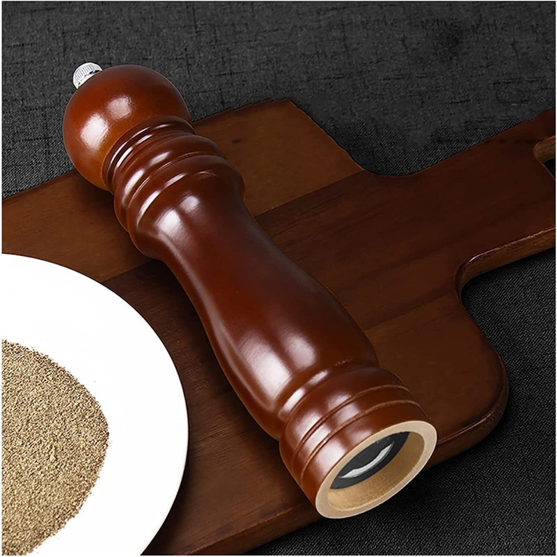 Akshar collection Traditional Wooden Salt & Pepper Shakers with Adjustable Coarseness Refillable Wooden Traditional Pepper Mill(Brown, Pack of 1)