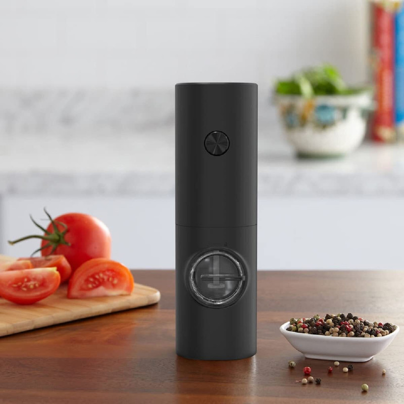 Thrivanta LED Light and Adjustable Coarseness Gravity Electric Salt & Pepper Mill Stainless Steel Electric Mill(Black, Pack of 1)