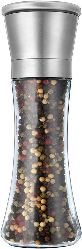 JAMBOREE Acrylic pepper mill adjustable spice grinder salt pepper kitchen tool Stainless Steel Squeeze Mill(Clear, Pack of 1)