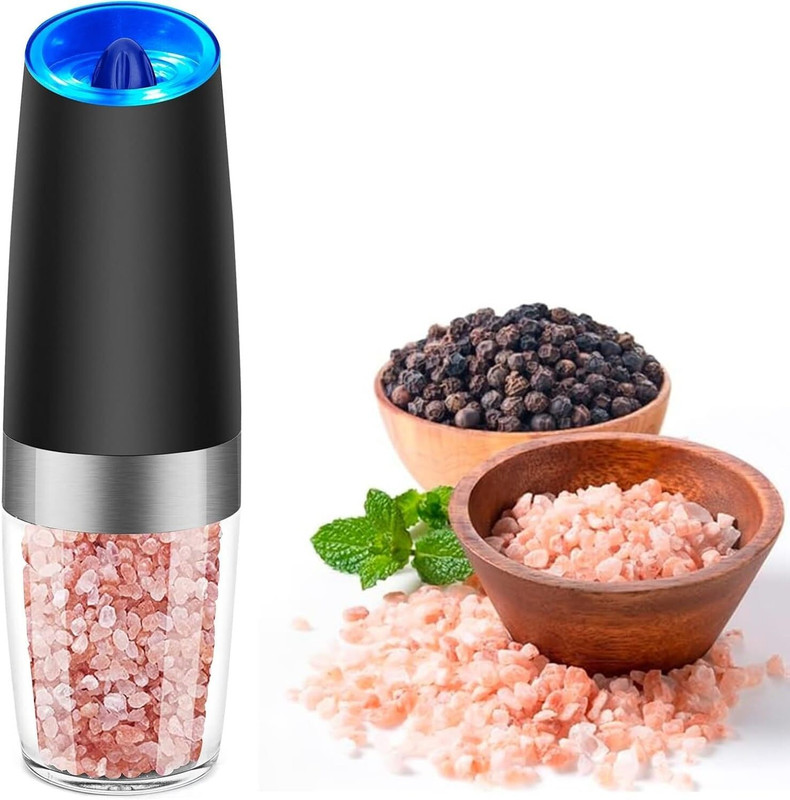AREDASH Electric Salt and Pepper Shaker Stainless Steel, Glass Electric Mill(Black, Pack of 1)