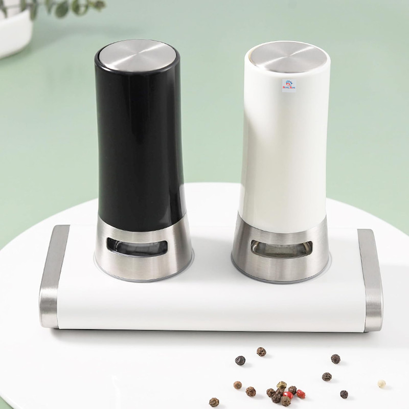 Heart Home Plastic, Stainless Steel Traditional Pepper Mill(White, Black, Pack of 2)