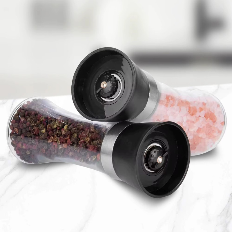 manekk world Glass, Stainless Steel Traditional Pepper Mill(Multicolor, Pack of 2)