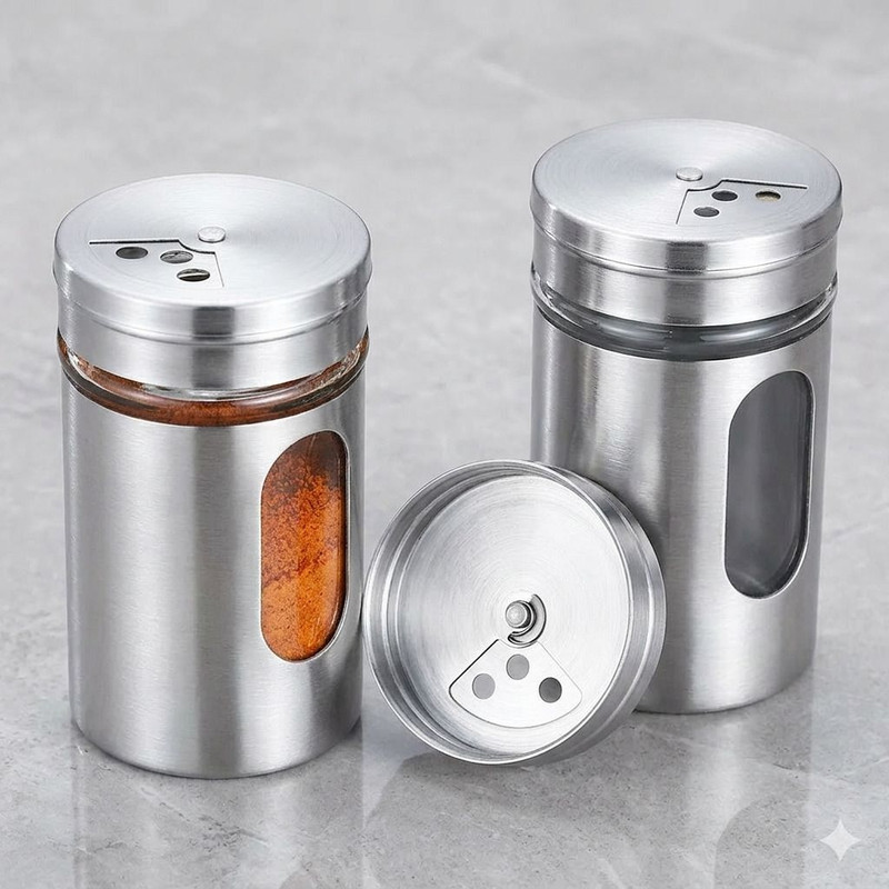 AZLVERA Glass Traditional Pepper Mill(Grey, Pack of 2)