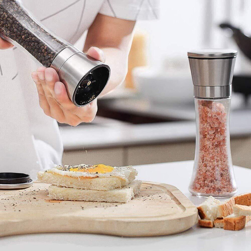 MOOZICO 1PCS Glass Paper Grinder With Adjustable Coarseness Glass Squeeze Mill Glass Traditional Pepper Mill(Clear, Silver, Pack of 1)