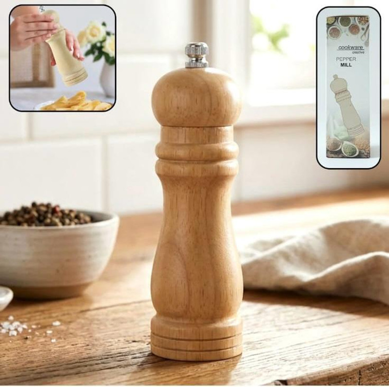 MAJIDBHAIGULMA WoodCraft Classic Pepper Mill Wooden Traditional Pepper Mill(Brown, Pack of 1)