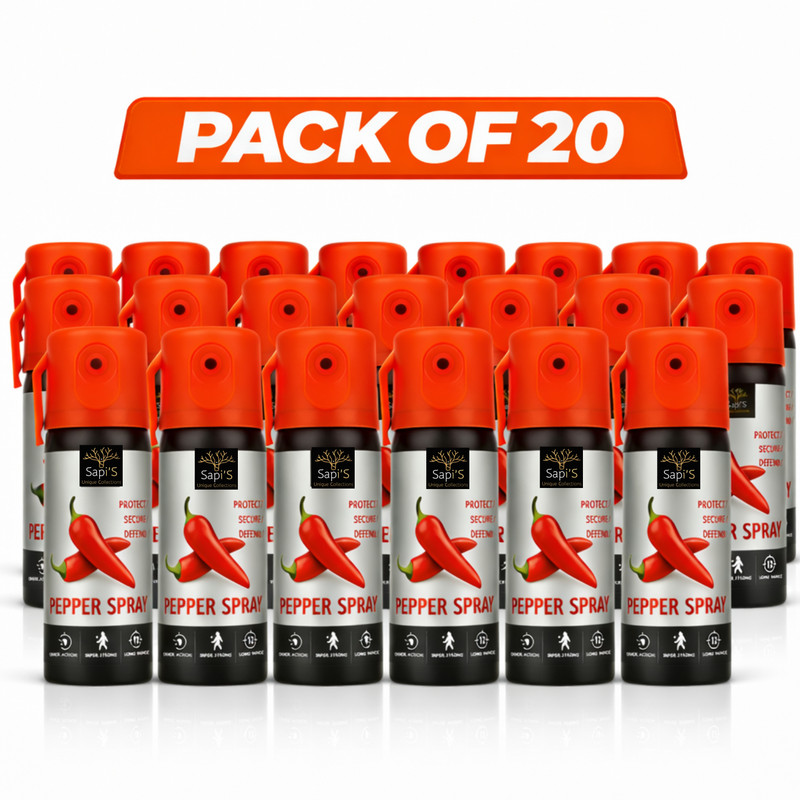 SAPI'S Pack 20 Pepper Spray for Self Defense – Women & Men Safety Security Pepper Fogger Spray