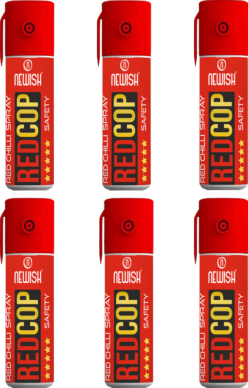 NEWISH Red Chilli Pepper Spray Self Defence Pack Of 6 (50 shots) Upto -15 Feet Pepper Stream Spray