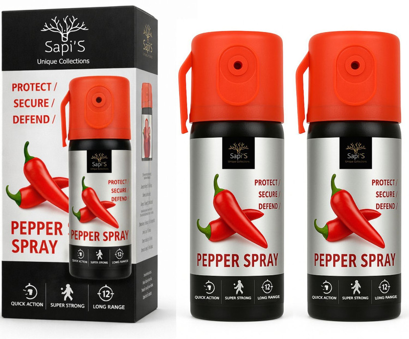 SAPI'S Powerful Red Chilli Pepper Spray Self Defence for Women 55 ml, 15 ft, 50 Shot, 2 Pepper Fogger Spray