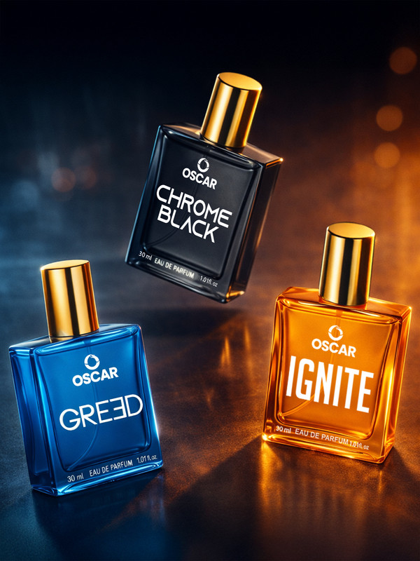OSCAR Chrome Black, Ignite, Greed Premium Perfume Combo, Strong, Long Lasting (30mlx3) Eau de Parfum  -  90 ml(For Men & Women)