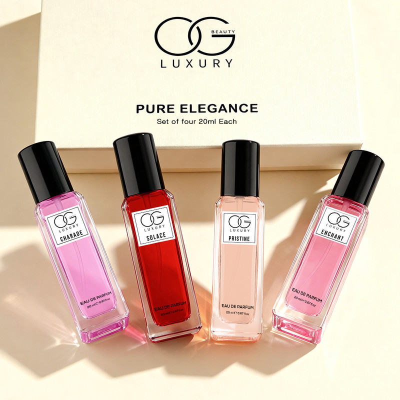 OG BEAUTY LUXURY Fragrances Pack of 4, 20ml Each, Charade, Solace, Enchant, Pristine Scent Eau de Parfum - 80 ml(For Men & Women)