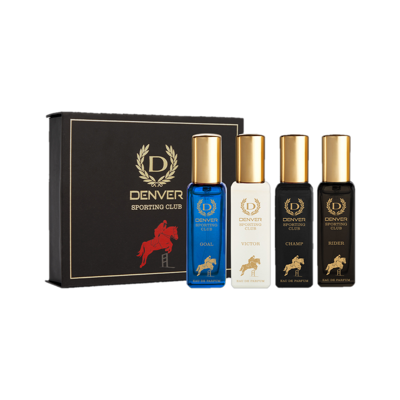 DENVER Sporting Club EDP- SRK's Favorite Luxury Gift Pack (20ml x 4) Perfume Eau de Parfum - 80 ml(For Men)