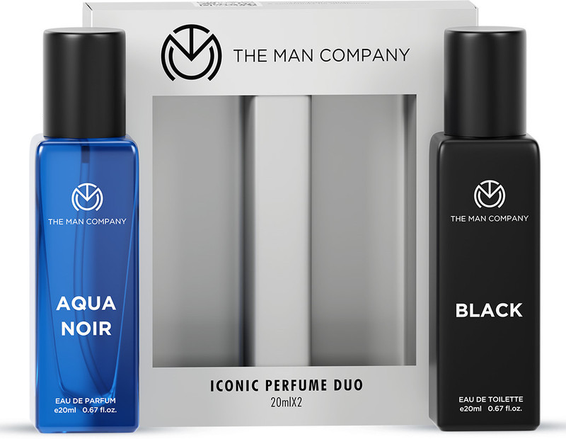THE MAN COMPANY Iconic Duo Perfume Gift set| Black EDT+ Aqua EDP- (2x20ml)|Long Lasting Perfume Eau de Toilette  -  40 ml(For Men)