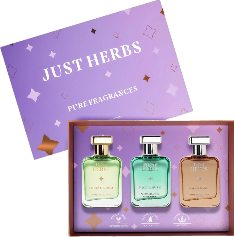 Just Herbs Pure Fragrances Energising & Relaxing Trio Perfume Set of 3 - 50ML Eau de Parfum  -  150 ml(For Men & Women)