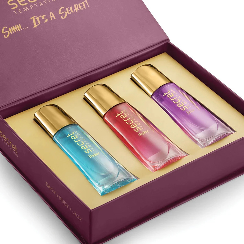 Secret Temptation Fragrance Gift Set With Ruby, Daisy, & Jazz (30ml each) Long Lasting Eau de Parfum - 90 ml(For Women)