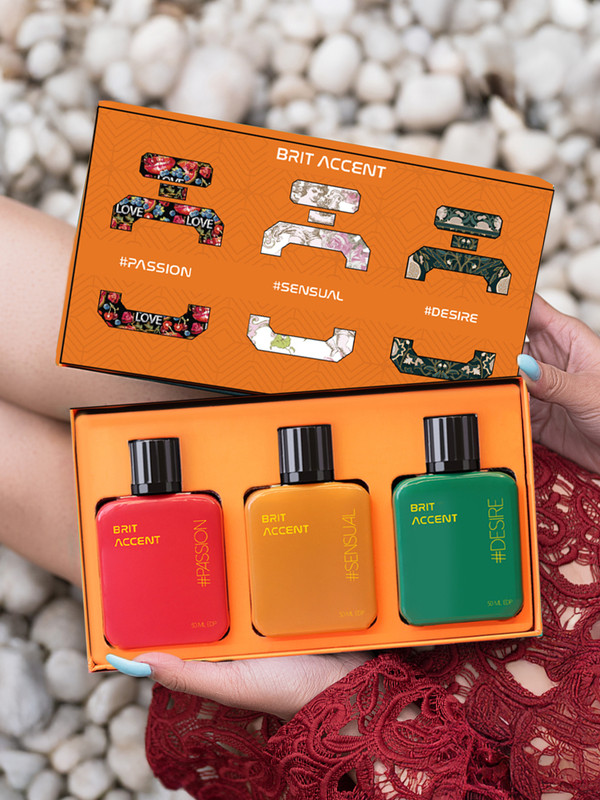 BRIT ACCENT |Grandeur Premium Collection Gift Set|3 X 50 ML| #Passion #Sensual #Desire| Extrait De Parfum - 150 ml(For Women)