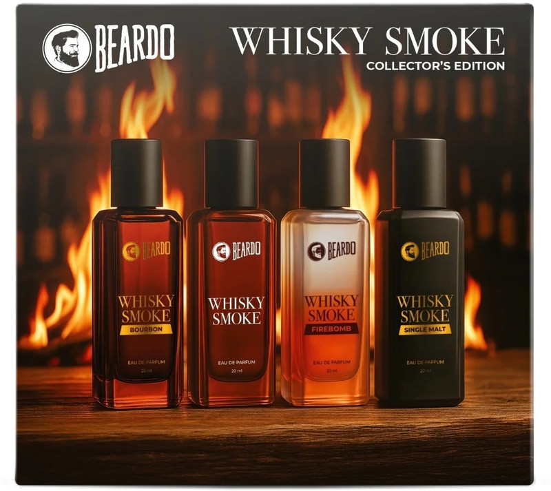 BEARDO Whisky Smoke Collectors Edition | Bourbon, Firebomb & Single Malt | Long Lasting Eau de Parfum  -  80 ml(For Men)
