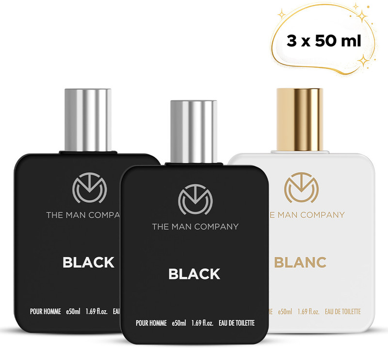 THE MAN COMPANY Iconic Perfumes, Black and Blanc EDT 3 x 50ml | Long-Lasting Fragrance Eau de Toilette  -  150 ml(For Men)