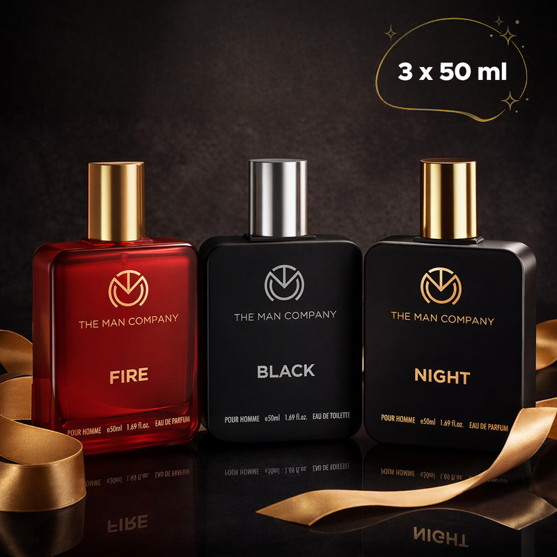 THE MAN COMPANY Premium Perfume Combo 3 x 50ml | Black, Fire & Night | Long-Lasting Fragrance Perfume - 150 ml(For Men)