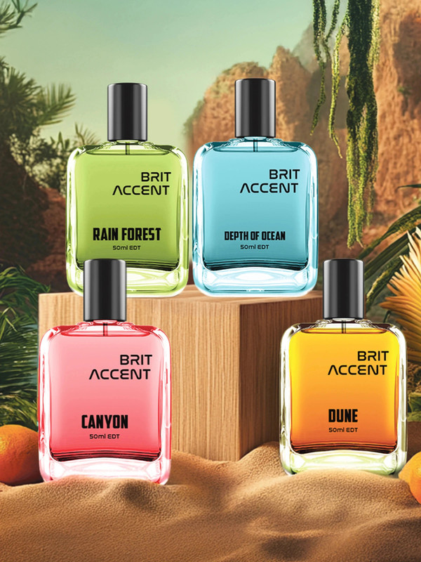BRIT ACCENT Combo Pack of 3|Depth Of Ocean-RainForest-Canyon|Parfum|Long-Lasting|Premium| Eau de Toilette  -  150 ml(For Men)