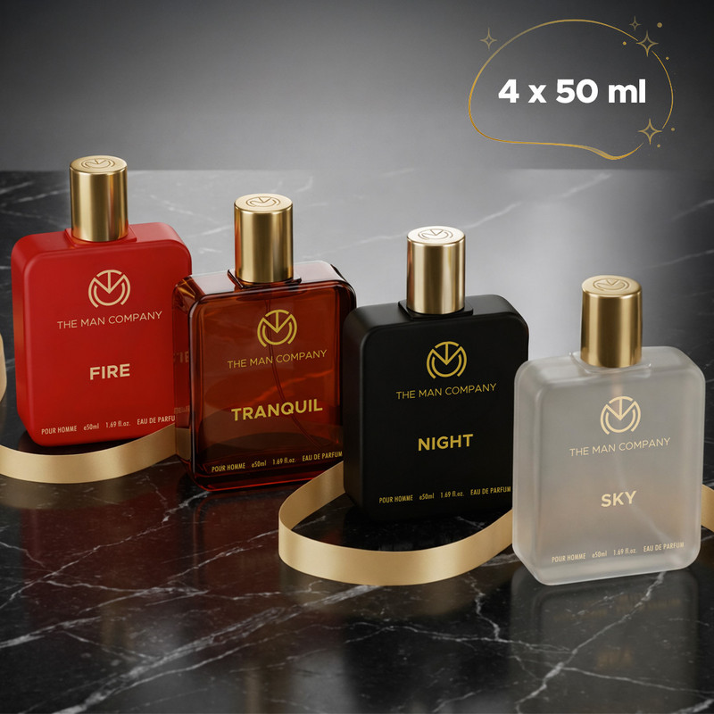 THE MAN COMPANY Luxury Perfume Set 4 x 50ml | Night, Sky, Fire, Tranquil | Long-Lasting Perfume - 200 ml(For Men)