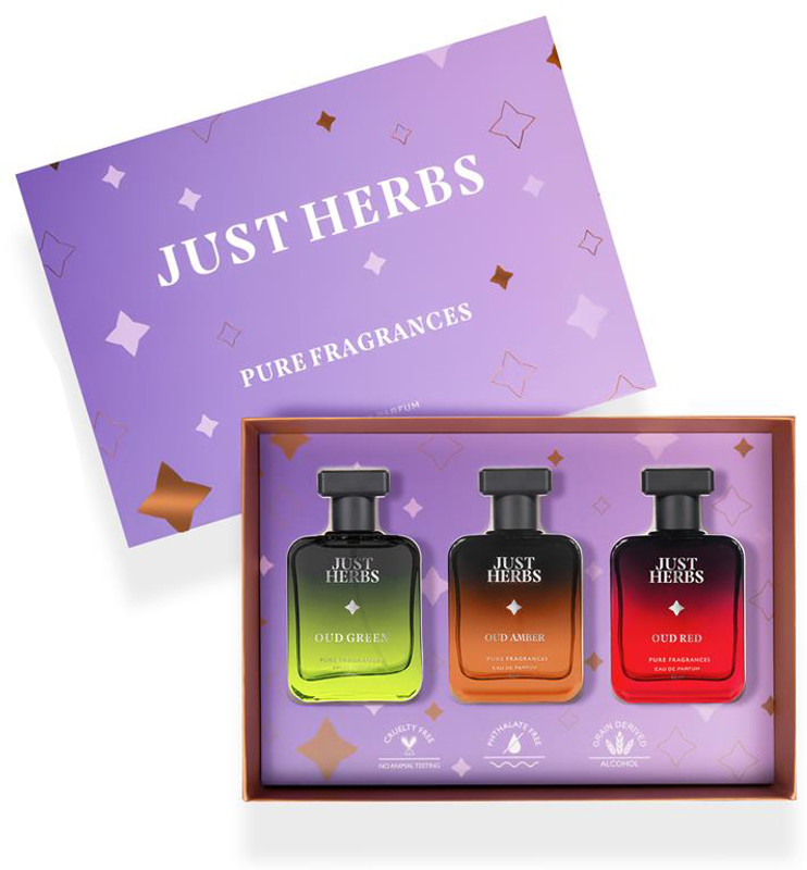 Just Herbs Pure Fragrances Intense Oud Trio Perfume Set of 3 - 50ML Eau de Parfum - 150 ml(For Men & Women)
