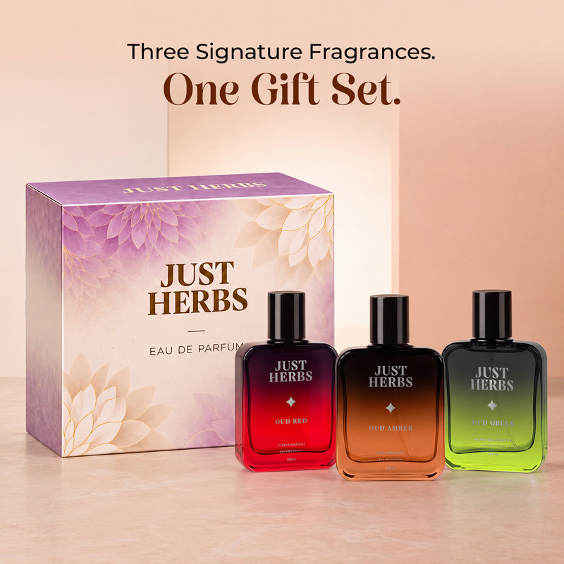 Just Herbs Pure Fragrances Intense Oud Trio Perfume Set of 3 - 50ML Eau de Parfum - 150 ml(For Men & Women)