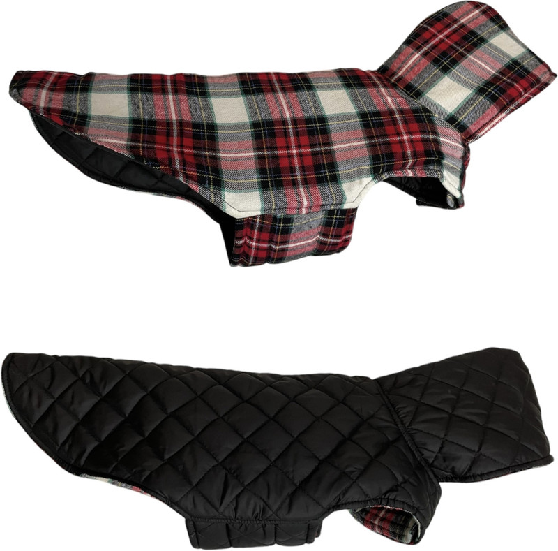 Pets Planet Winter Jacket for Dog, Cat((Red and Black Reversible Dog Checkered Print Hoodie, 20inch XL))