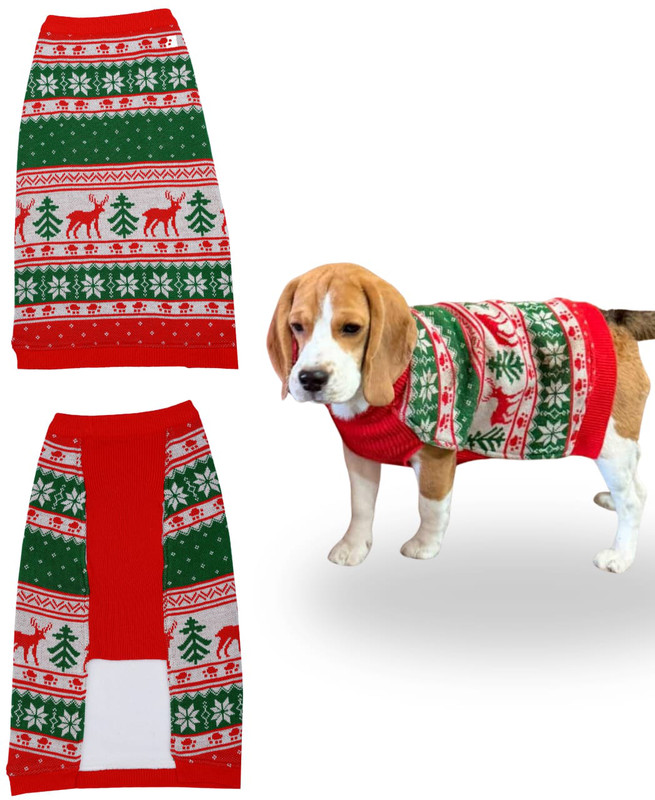 PET SNUGS Sweater for Cat, Dog(Red, White)