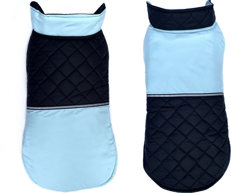 Pets Planet Winter Jacket, Coat for Dog, Cat(Sky Blue Black With Reflector, Reversible Dog Jacket, 14 Inch S)