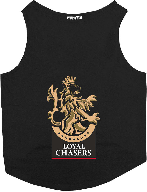 RUSE T-shirt for Dog("Loyal Chasers Bangalore" Printed Tank Dog Jersey/Black/M)