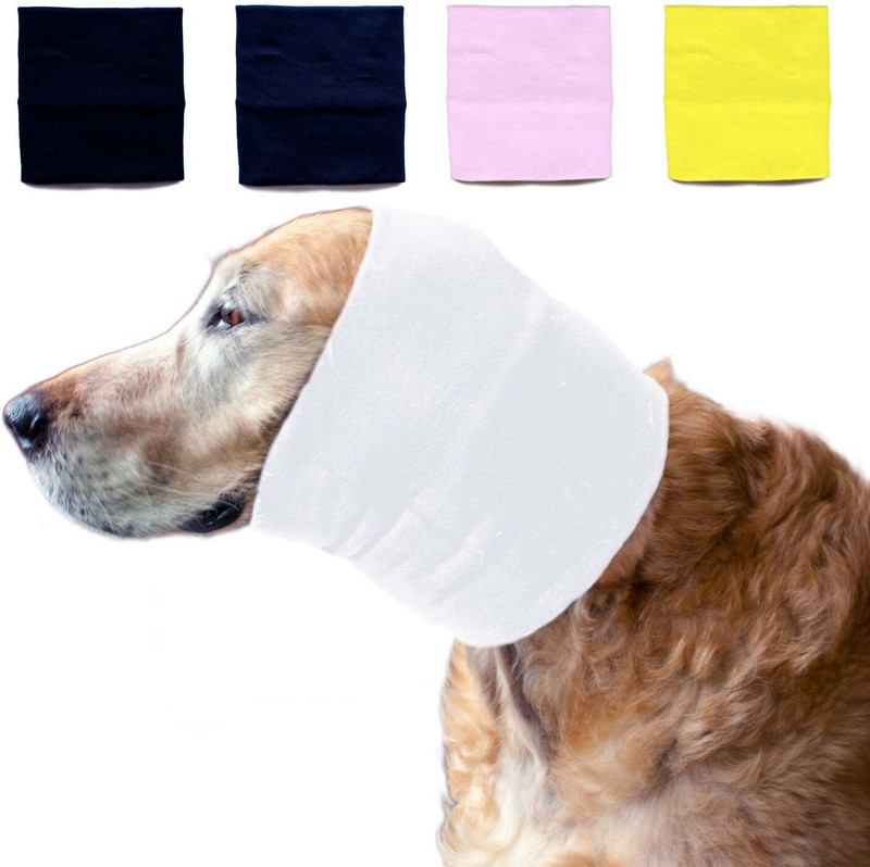 RUSE Bib for Dog(Anti Anxiety Dog Ear Muffs 2.0 (White/Small))