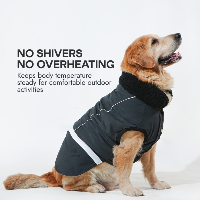 Barks & Wags Winter Jacket for Dog, Cat(Dark Grey & Black Fur)