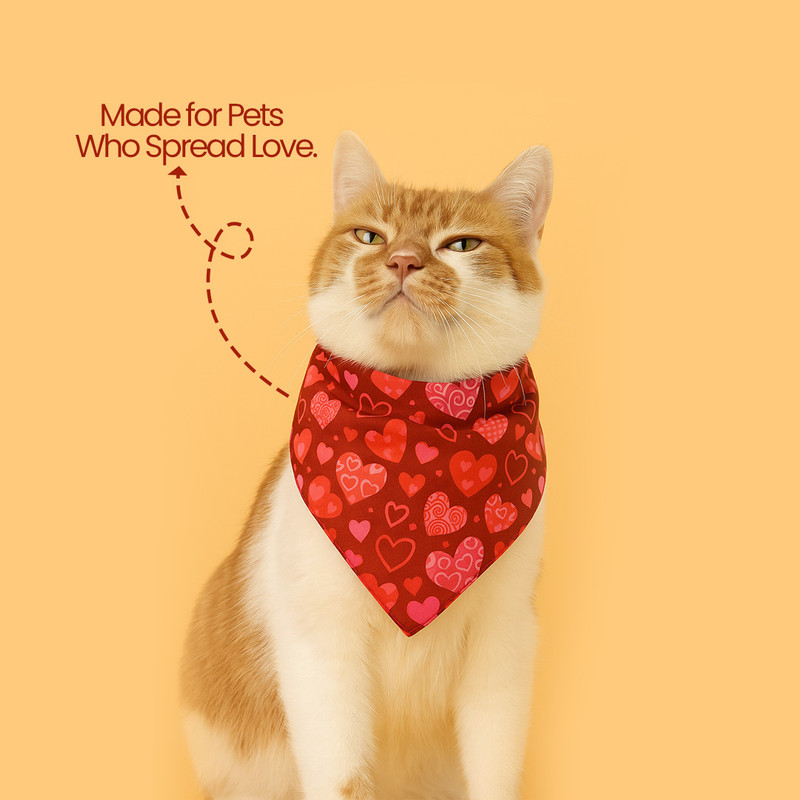 Munchix Pro Bandana for Dog, Cat(Red Heart)