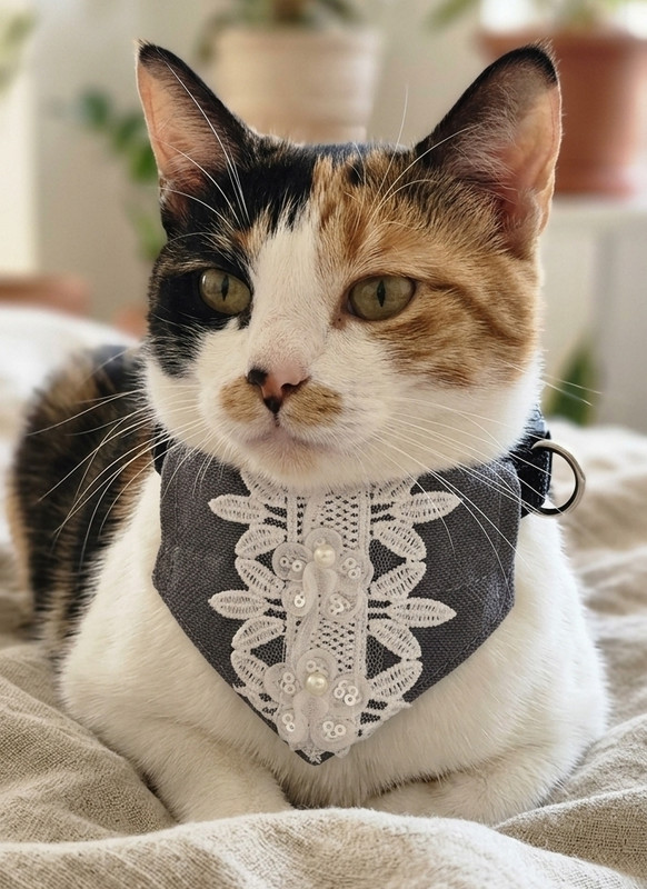 Fashnita clothing Bandana for Dog, Cat(white, blue)
