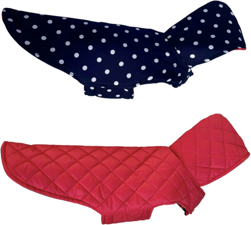Pets Planet Winter Jacket for Dog, Cat((Polka Dot Blue Reversible Dog Hoodie, 24inch XXXL))