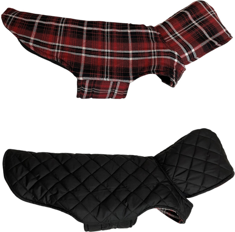 Pets Planet Winter Jacket for Dog, Cat((Red and Black Reversible Dog Checkered Print Hoodie, 20inch XL))