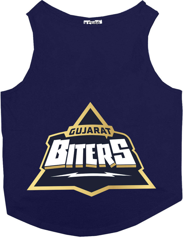 RUSE T-shirt for Dog("Gujarat Biters" Printed Tank Dog Jersey/Blue/XXS)