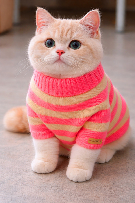 NILU CRAFT Sweater for Cat(Red, Off-White)