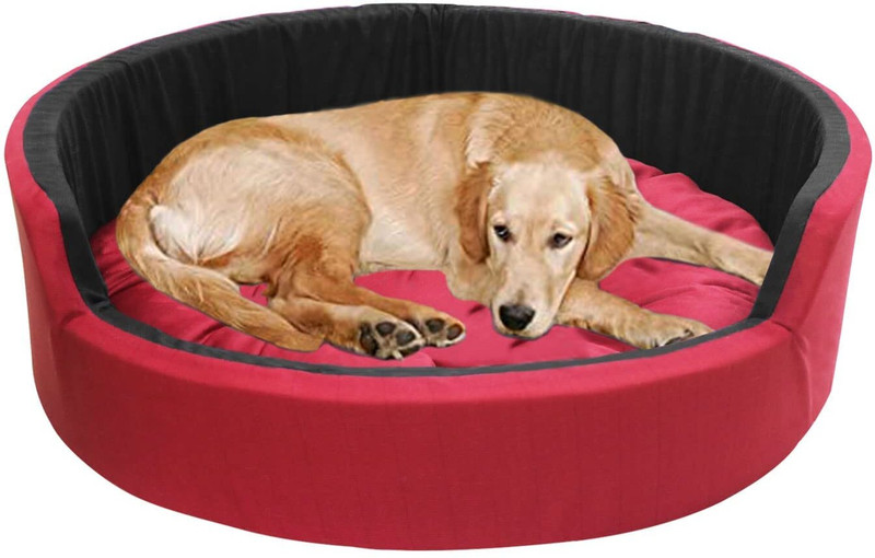Guru 942_Soft Cotton Fabric Special for Dog Cat Pet Bed-Reversible Detachable Cushion M Pet Bed(Red Black)