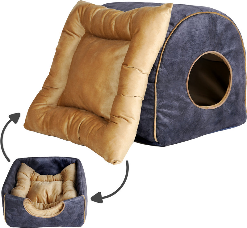 URBANNEST Pet Cave Nest Sleeping Beds M Pet Bed(Voltas Black, Holland Brown)