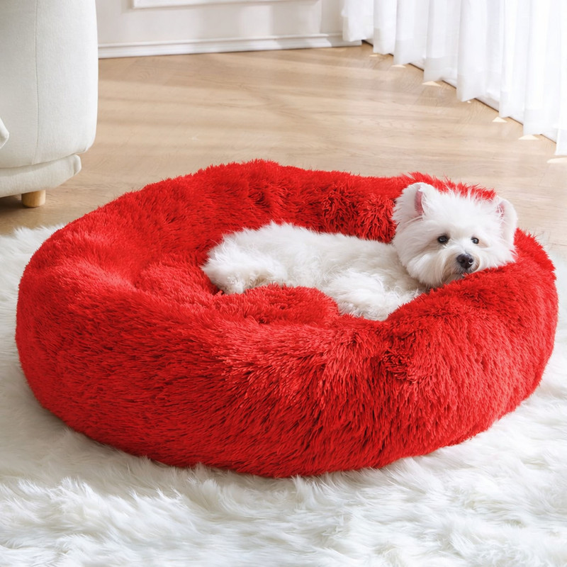Zexsazone The round donut pet bed is perfect for indoor Dog's, puppies Cats S Pet Bed S Pet Bed(Rose pink)