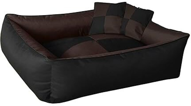 Ansh enterprises Luxurious and Durable Polyester & Velvet Filled Soft Dual Colour Dog/Cat Bed M Pet Bed(Black & Brown)