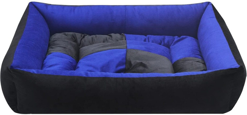 Guru 4_Dog & Cat Rectangle Shape Bed with Removable Cushion Easy to Clean, Blue Black XL Pet Bed(Blue Black)