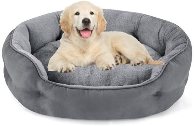 LexCouch Dog Bed Soft Washable Round Bed for Dogs & Cats Anti Slip Puppy Bed 4XL Pet Bed(Grey)