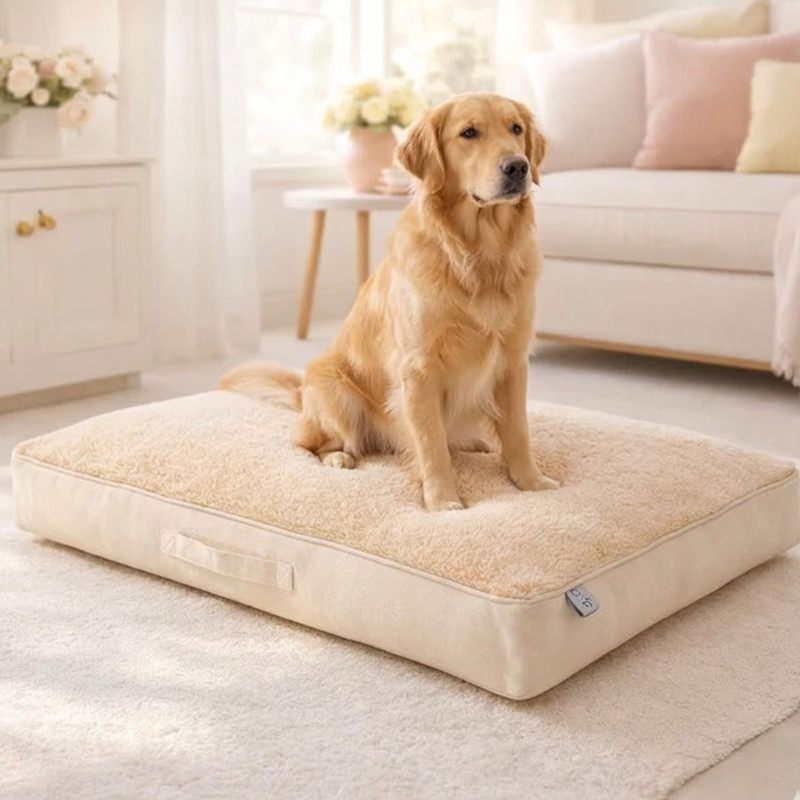 J S HOME FINISHING Beige Luxury Pet Bed with Supportive Cushion for Dogs and Cats_8_35 kg L Pet Bed(Beige)