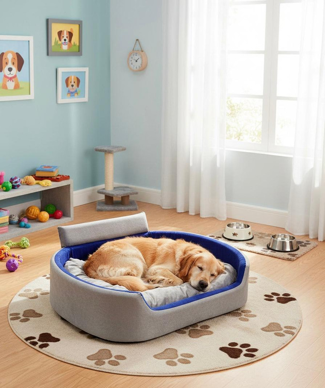 SOFARO Trending Luxury Coller Sofas , Beds For Dogs & Cats XL Pet Bed(Grey-Blue)